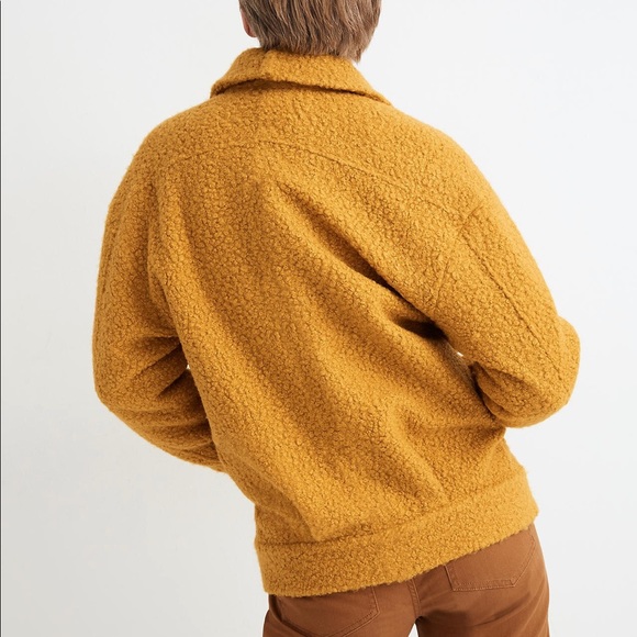 Madewell Bouclé Bomber Jacket - Yellow, Size Large - Picture 3 of 8